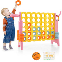 4-in-a-Row Connect Game with Basketball Hoop and Toss Ring-Pink - Color: Pink - £101.01 GBP