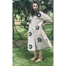 VTG Vuokko Finland Cotton Op Art Circle Print A-Line Dress Coat Snap Fro... - €423,58 EUR