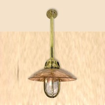 Nautical Lamps Marine Bulkhead Brass Antique Light with Copper Shade - £110.11 GBP