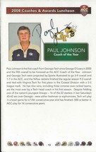 Coach Paul Johnson Signed 2008 ACC Awards Luncheon Program Page Georgia Tech - £15.81 GBP