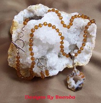 Faceted Topaz Beads and Occo Geode Slice Necklace &amp; Earring  - $99.00