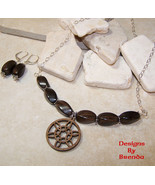 Laser Cut  Wood Pendant &amp; Wood Beads Necklace &amp; Earring Set - £51.15 GBP