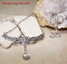 Clear Faceted Crystal Teardrop &amp; Celtic Knot Festoon Set - $72.00