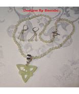 New Jade &amp; Celtic Knot Beaded Necklace &amp; Earrings Set - £78.31 GBP