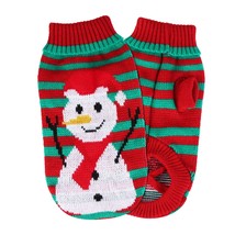 Pet Christmas Turtleneck Sweater Dog Cat Christmas Clothes Snowman Stripes Costu - £10.41 GBP