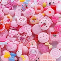 10 Resin Cabochons Food Slime Charms Valentines Day Pink Assorted Lot - £4.28 GBP