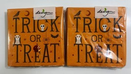 2 Packs of 16 Halloween TRICK OR TREAT Cocktail Napkins 9.8&quot;x9.8&quot; 32 Total - £5.48 GBP