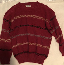 vintage ugly christmas sweater Red Striped Large Sh1 - $12.86