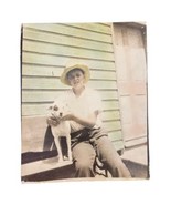 Young Farmer Boy &amp; Dog 8&quot; x 10&quot; Color Transparency Photograph Country WW... - £32.99 GBP