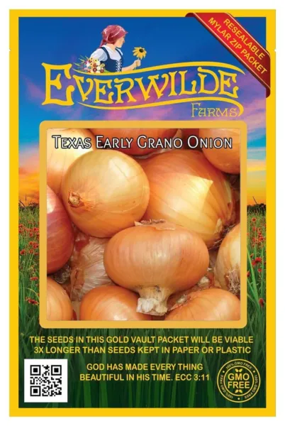 1 Oz Texas Early Grano Onion Seeds - Everwilde Farms Mylar Seed Packet - £14.96 GBP