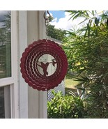Hummingbird Wind Spinner Metal Hanging 6.5&quot; Magenta Enamel 3D Kinetic Ar... - $194.60 MXN