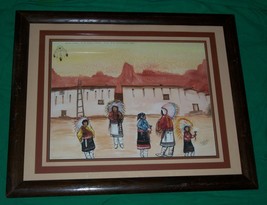 1983 Native American Pima Indian Art Painting Hogan Adobe Melody Lightfeather Oa - £1,022.33 GBP