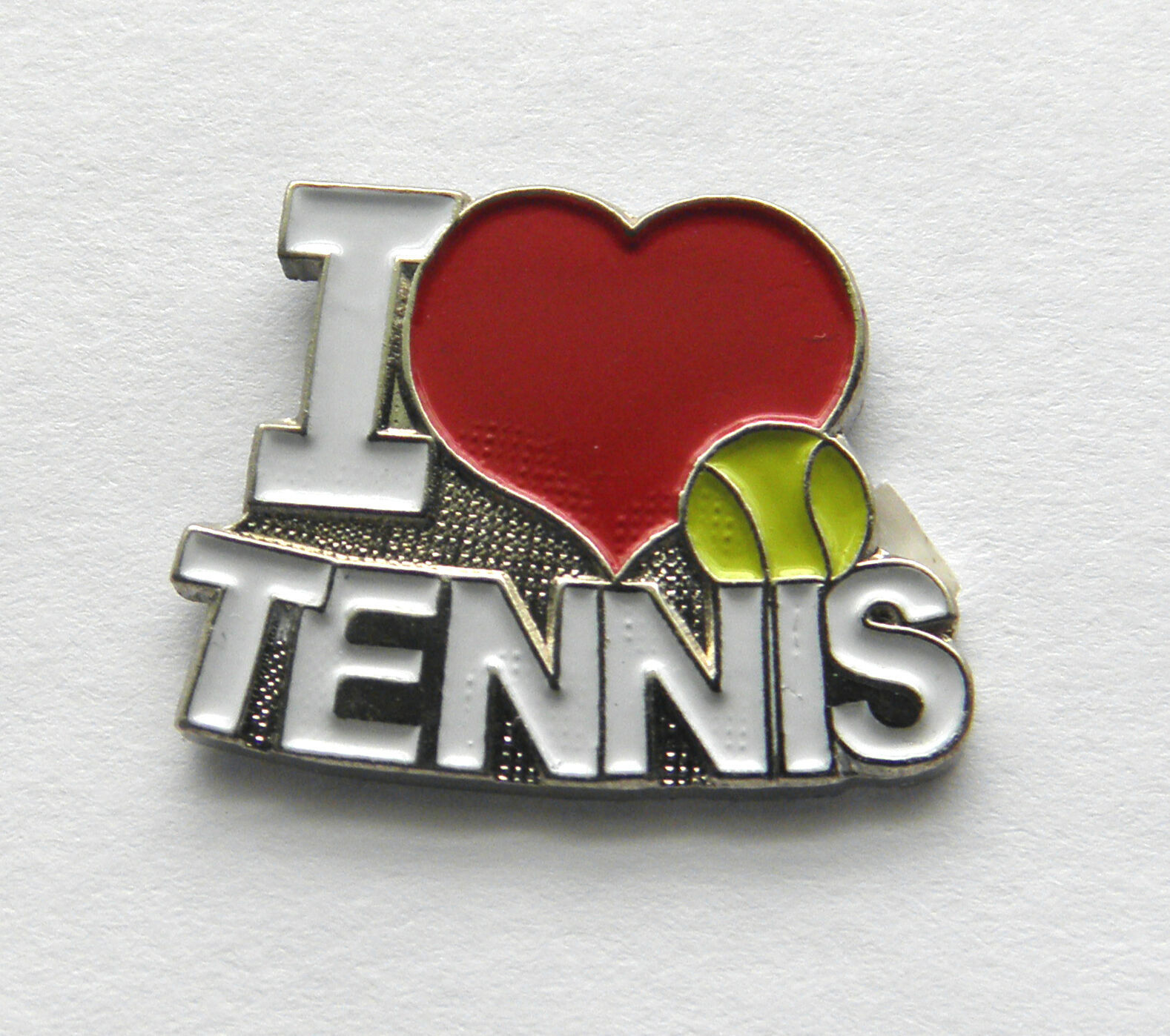 I LOVE HEART TENNIS SPORTS LAPEL PIN BADGE 1 INCH