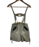 Vintage Bavarian Size 26&quot; Waist Suede Leather Bib Lederhosen Shorts Susp... - $1,175.49 MXN
