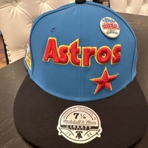 Houston Astros Mitchell &amp; Ness Topps Blue Black Script Hat Cap 7  1/8 New - £78.44 GBP