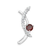 Unique Interlocking Sterling Silver Curves &amp; Red Cubic Zirconia Pendant - £14.63 GBP