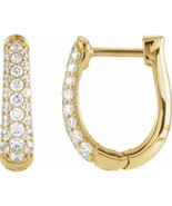Genuine 14K Yellow Gold 1/2ct Natural Diamond Hoop Earrings - $1,135.00