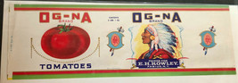 Vintage OG-NA Brand Tomatoes Embossed Label - Rowley - Fabius, NY Art Poster - £5.44 GBP