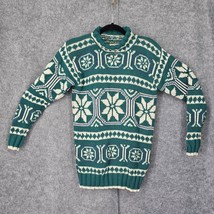 VTG St. John&#39;s Bay Christmas Sweater Women Medium Mock Neck Green Retro Nostalgi - $25.91