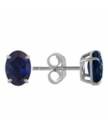 2 Carat 14k Solid White Gold Stud Earrings Natural Sapphire - $319.76