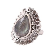 925 Sterling Silver Genuine Abalone Shell Handmade Antique Ring For Party Wear - £46.15 GBP