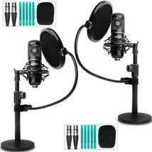 Includes 2 Cardioid Microphones, Desktop Stands, Shock Mounts, Pop Filters, And - $129.92