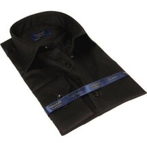 Men 100% Sateen Cotton Shirt Manschett Quesste Turkey Slim Fit 4010-08 Black image 5