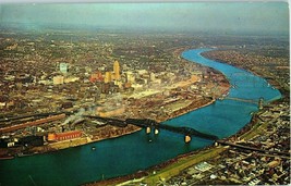 Aerial View Postcard Ohio River Cincinnati, Ohio 1967 - £9.12 GBP