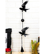 Gothic Bad Omen Trio Crow Ravens Metal Wall Hanging Mobile Wind Chime Wi... - €20,57 EUR