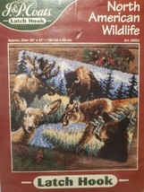 Rare Vtg J&amp;P Coats Latch Hook Kit North American Wildlife 40&quot; X 27&quot; 25053 Sealed - £41.92 GBP