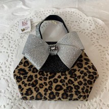New RAZ Imports Cheetah Print Fabric Purse Christmas Ornament Silver Glitter Bow - £6.37 GBP