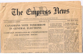 The Empress News Sunday June 17 1962 Canadian Transatlantic Ships Newspaper - £7.77 GBP