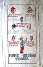 Vintage Pop&#39;s Crying Kitchen Towel Red Blue Cotton Cartoon Tea Towel 1950&#39;s - £17.58 GBP