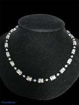 Lucite , Onyx And Ab Crystal Necklace 17” - £33.61 GBP