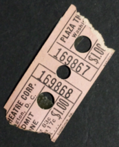 Plaza Theatre Corp Theater $1.00 Washington DC Vintage Ticket Stub c1950s - $9.99