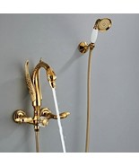 Gold wall mounted  swan Handles Bath Tub shower Filler Faucet Crystal di... - $488.97 CAD