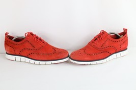 Cole Haan Zerogrand Mens 10 W Suede Leather Oxford Wingtips Dress Shoes Red - $1,847.81 MXN