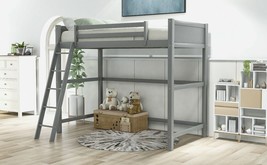 Solid Wood Twin Size Loft Bed with Ladder(Gray) - £242.87 GBP+