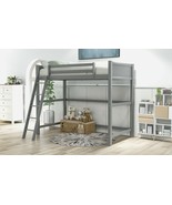 Solid Wood Twin Size Loft Bed with Ladder(Gray) - £248.24 GBP+