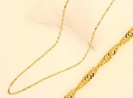 18k solid  gold Singapore diamond cut  twist chain necklace 18&quot; - £166.14 GBP