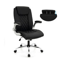 Modern Height Adjustable PU Leather Office Chair with Rocking Function-Black - C - $3,784.91 MXN