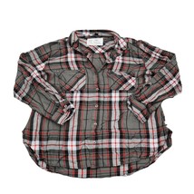 Rock and Republic Shirt Womens L Gray Plaid Button Up Long Sleeve Collared Top - $25.72