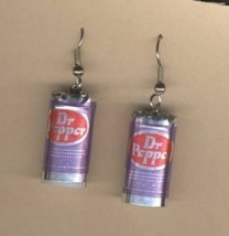 Mini Funky Dr Pepper Cans Earrings Soda Pop Drink Fun Food Charm Costume Jewelry - £6.26 GBP
