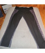 Lululemon Yoga work out pants, size 10 back graphics, L-21&quot; x W-29&quot; Blac... - $37.42