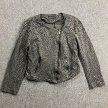 Bagatelle Moto Jacket Women&#39;s Small Gray Full Zip Cheetah Print Adults S - $437.76 MXN