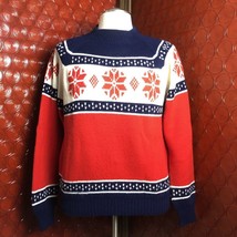 Vintage 70s JCPenney Mens Shop Acrylic Ski Sweater Men’s S / M Red White Blue - $13.50