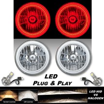 7&quot; Red SMD LED Halo Crystal Clear H4 Headlight LED Bulb Pair Fits Jeep Wrangler - £146.74 GBP