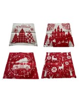 Christmas Pillow Covers 17x18 Set of 4 Square Covers Pillowcase Red and ... - £15.19 GBP