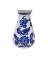 Vintage Blue And White Delft Style Floral Bud Vase Ceramic 6&quot; - £19.66 GBP