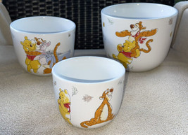 Disney Winnie the Pooh White Ceramic Planters Pots Fall Leaves Pumpkins ... - £58.63 GBP